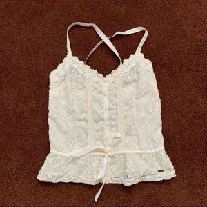 Hollister Cream Lace Top Size S EUC